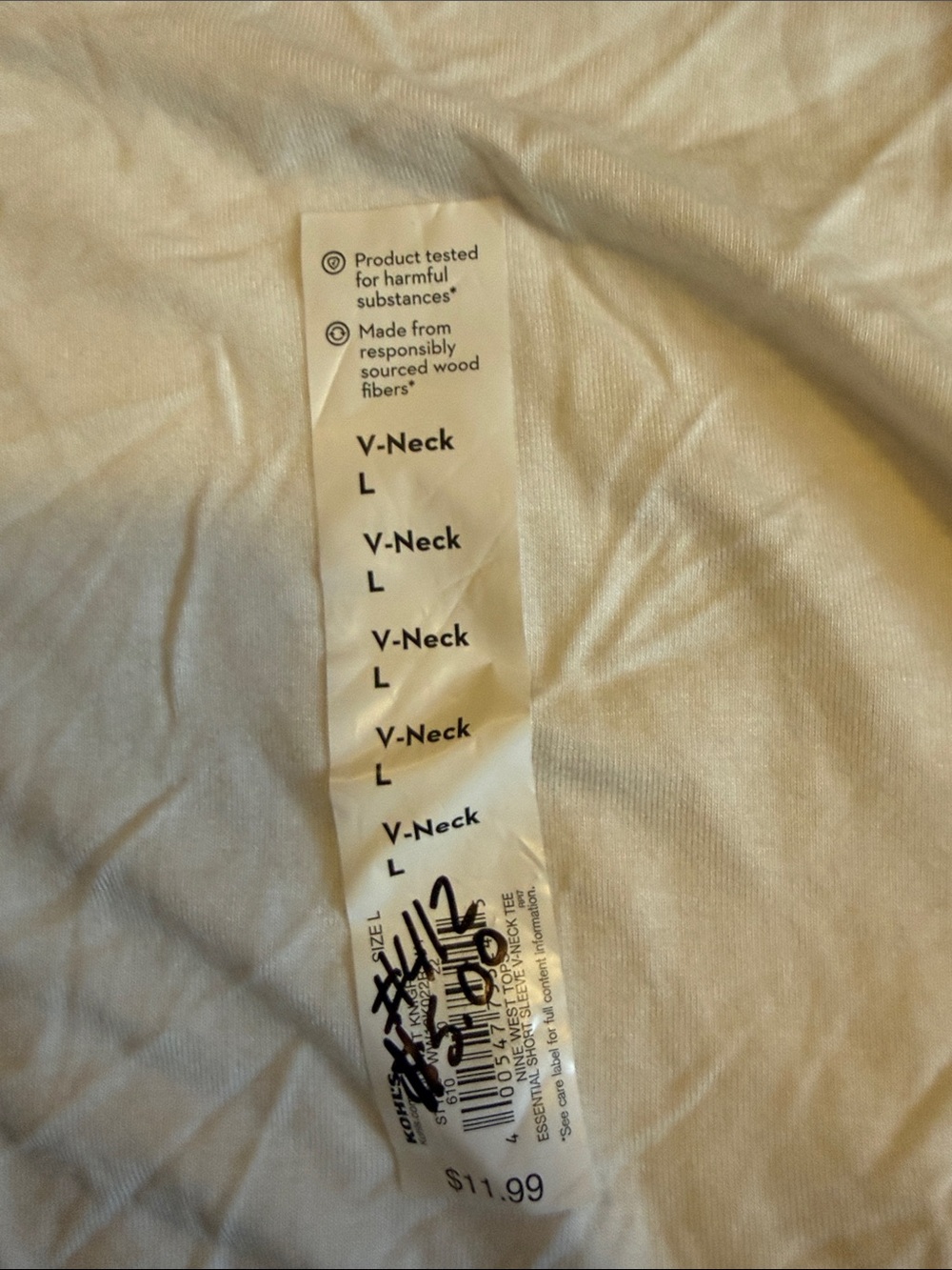 Nine West White V-Neck Short Sleeve Tee - Picture 3 of 3